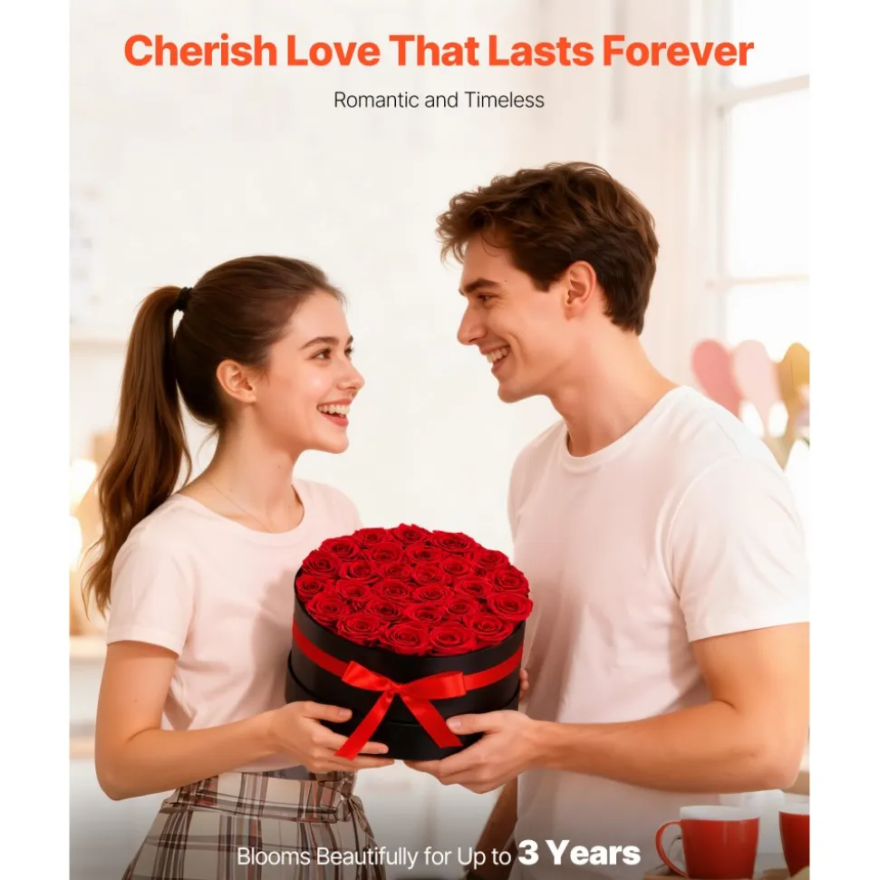 VEVOR Forever Flowers, 50 Preserved Roses in a Box, Eternal Flowers Immortal Bouquet Birthday Present for Delivery Prime Women Her Wife Mothers, Anniversary, Valentine's Day,Christmas, Sweet Pink