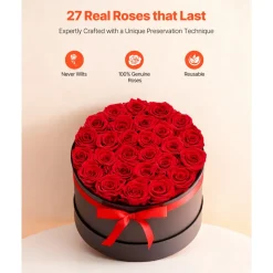 VEVOR Forever Flowers, 50 Preserved Roses in a Box, Eternal Flowers Immortal Bouquet Birthday Present for Delivery Prime Women Her Wife Mothers, Anniversary, Valentine's Day,Christmas, Sweet Pink