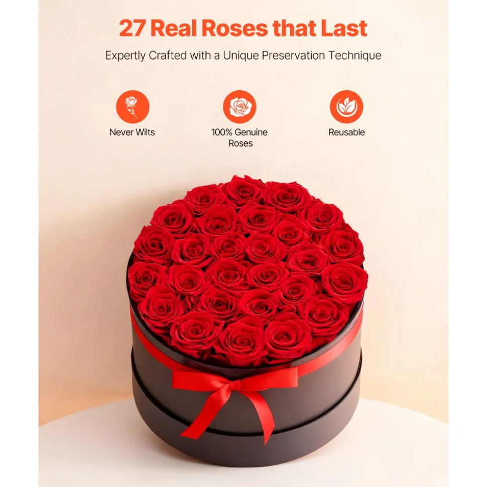 VEVOR Forever Flowers, 50 Preserved Roses in a Box, Eternal Flowers Immortal Bouquet Birthday Present for Delivery Prime Women Her Wife Mothers, Anniversary, Valentine's Day,Christmas, Sweet Pink
