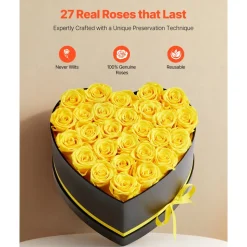 VEVOR Forever Flowers, 50 Preserved Roses in a Heart Shape Box, Eternal Flowers Immortal Bouquet Birthday Present for Delivery Prime Women Her Wife Mothers, Anniversary, Valentine's Day,Christmas, Red