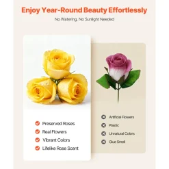 VEVOR Forever Flowers, 50 Preserved Roses in a Heart Shape Box, Eternal Flowers Immortal Bouquet Birthday Present for Delivery Prime Women Her Wife Mothers, Anniversary, Valentine's Day,Christmas, Red