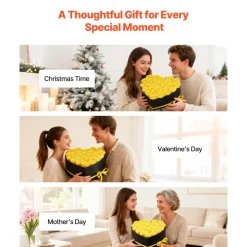 VEVOR Forever Flowers, 50 Preserved Roses in a Heart Shape Box, Eternal Flowers Immortal Bouquet Birthday Present for Delivery Prime Women Her Wife Mothers, Anniversary, Valentine's Day,Christmas, Red