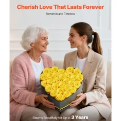 VEVOR Forever Flowers, 50 Preserved Roses in a Heart Shape Box, Eternal Flowers Immortal Bouquet Birthday Present for Delivery Prime Women Her Wife Mothers, Anniversary, Valentine's Day,Christmas, Red