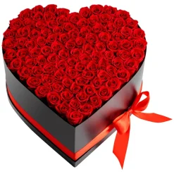 VEVOR Forever Flowers, 100 Preserved Roses in a Heart Shape Box, Eternal Flowers Immortal Bouquet Birthday Present for Women Her Wife Mothers, Anniversary, Valentine's Day,Christmas, Red