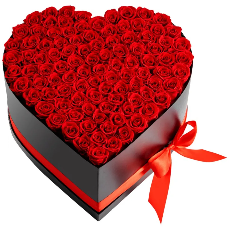 VEVOR Forever Flowers, 100 Preserved Roses in a Heart Shape Box, Eternal Flowers Immortal Bouquet Birthday Present for Women Her Wife Mothers, Anniversary, Valentine's Day,Christmas, Red