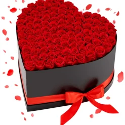 VEVOR Forever Flowers, 100 Preserved Roses in a Heart Shape Box, Eternal Flowers Immortal Bouquet Birthday Present for Women Her Wife Mothers, Anniversary, Valentine's Day,Christmas, Red