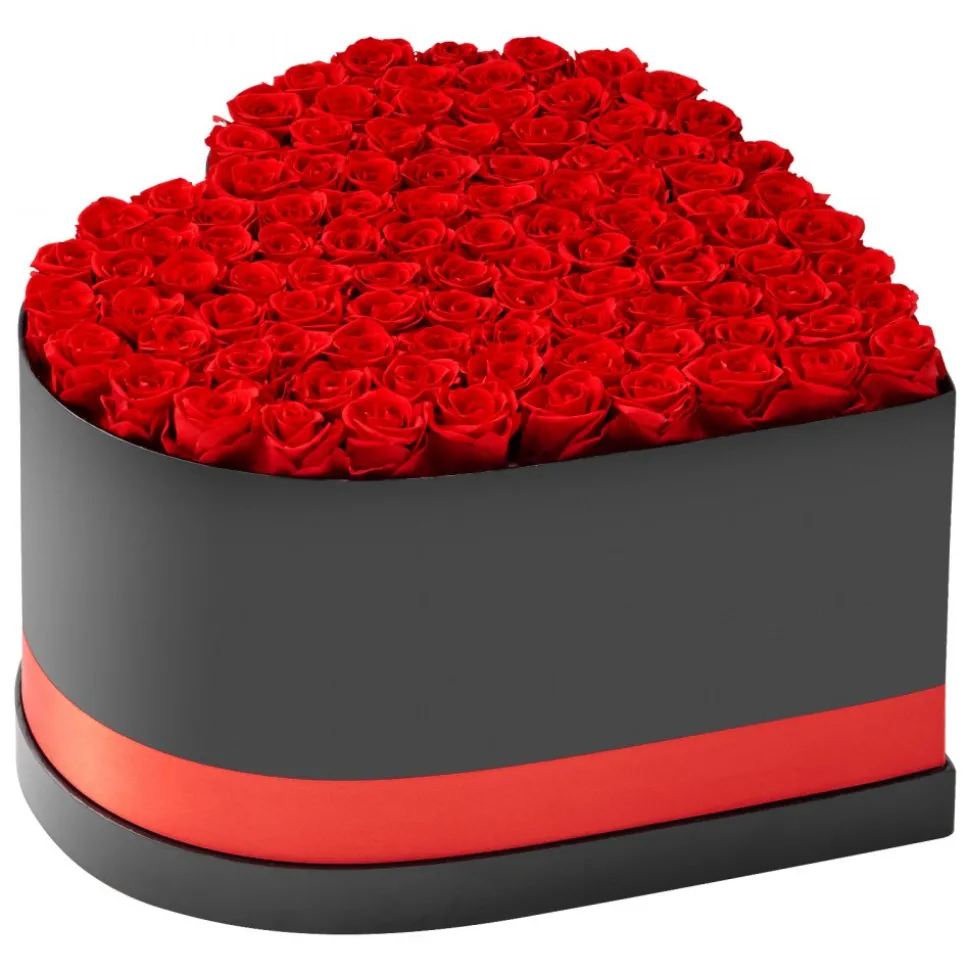 VEVOR Forever Flowers, 100 Preserved Roses in a Heart Shape Box, Eternal Flowers Immortal Bouquet Birthday Present for Women Her Wife Mothers, Anniversary, Valentine's Day,Christmas, Red