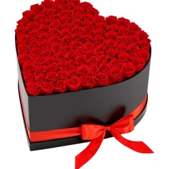 VEVOR Forever Flowers, 100 Preserved Roses in a Heart Shape Box, Eternal Flowers Immortal Bouquet Birthday Present for Women Her Wife Mothers, Anniversary, Valentine's Day,Christmas, Red