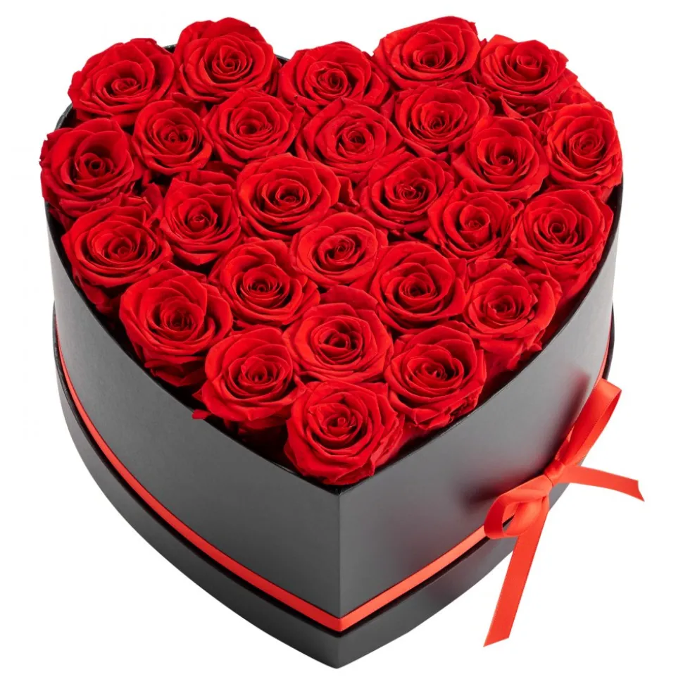 VEVOR Forever Flowers, 27 Preserved Roses in a Heart Shape Box, Eternal Flowers Immortal Bouquet Birthday Present for Delivery Prime Women Her Wife Mothers, Anniversary, Valentine's Day,Christmas, Red