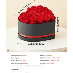 VEVOR Forever Flowers, 27 Preserved Roses in a Heart Shape Box, Eternal Flowers Immortal Bouquet Birthday Present for Delivery Prime Women Her Wife Mothers, Anniversary, Valentine's Day,Christmas, Red