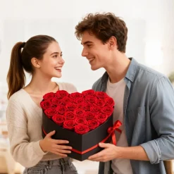 VEVOR Forever Flowers, 27 Preserved Roses in a Heart Shape Box, Eternal Flowers Immortal Bouquet Birthday Present for Delivery Prime Women Her Wife Mothers, Anniversary, Valentine's Day,Christmas, Red