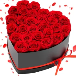 VEVOR Forever Flowers, 27 Preserved Roses in a Heart Shape Box, Eternal Flowers Immortal Bouquet Birthday Present for Delivery Prime Women Her Wife Mothers, Anniversary, Valentine's Day,Christmas, Red
