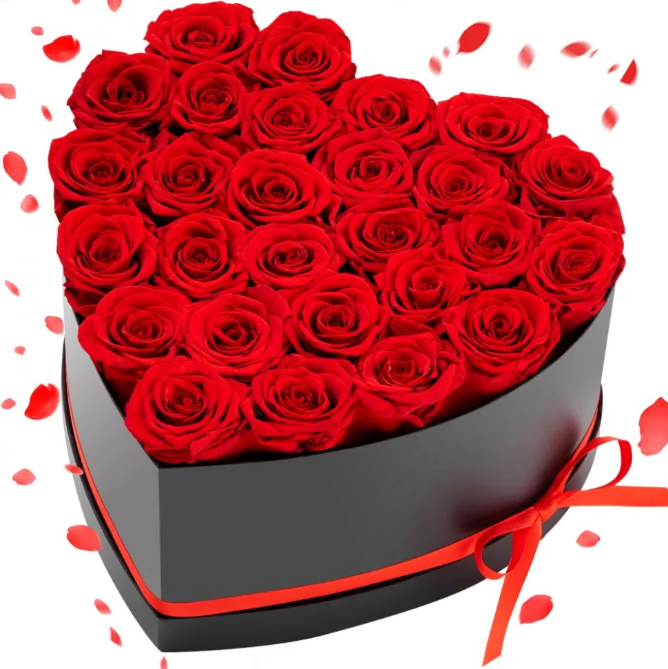 VEVOR Forever Flowers, 27 Preserved Roses in a Heart Shape Box, Eternal Flowers Immortal Bouquet Birthday Present for Delivery Prime Women Her Wife Mothers, Anniversary, Valentine's Day,Christmas, Red