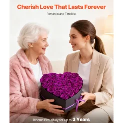 VEVOR Forever Flowers, 27 Preserved Roses in a Box, Eternal Flowers Immortal Bouquet Birthday Present for Delivery Prime Women Her Wife Mothers, Anniversary, Valentine's Day,Christmas, Rose Red