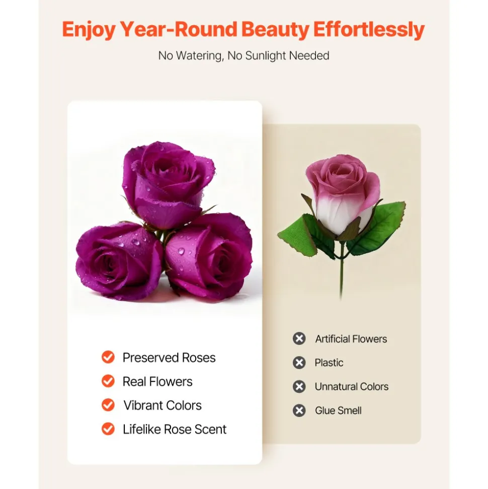 VEVOR Forever Flowers, 27 Preserved Roses in a Box, Eternal Flowers Immortal Bouquet Birthday Present for Delivery Prime Women Her Wife Mothers, Anniversary, Valentine's Day,Christmas, Rose Red