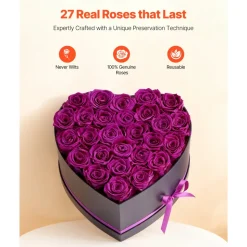 VEVOR Forever Flowers, 27 Preserved Roses in a Box, Eternal Flowers Immortal Bouquet Birthday Present for Delivery Prime Women Her Wife Mothers, Anniversary, Valentine's Day,Christmas, Rose Red