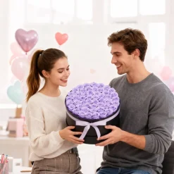 VEVOR Forever Flowers, 50 Preserved Roses in a Box, Eternal Flowers Immortal Bouquet Birthday Present for Women Her Wife Mothers, Anniversary, Valentine's Day,Christmas, Lavender Purple