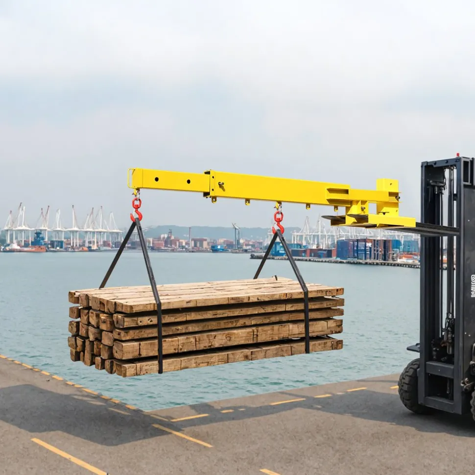 VEVOR Forklift Jib Boom Crane, 6000lbs Capacity, Manual Telescoping Boom Extends Up to 56.1 inches, Forklift Mobile Crane with 2 Hooks, Adjustable Forklift Crane Attachment for Warehouse, Factories