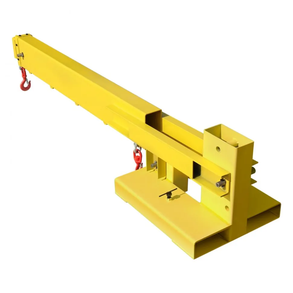 VEVOR Forklift Jib Boom Crane, 6000lbs Capacity, Manual Telescoping Boom Extends Up to 56.1 inches, Forklift Mobile Crane with 2 Hooks, Adjustable Forklift Crane Attachment for Warehouse, Factories