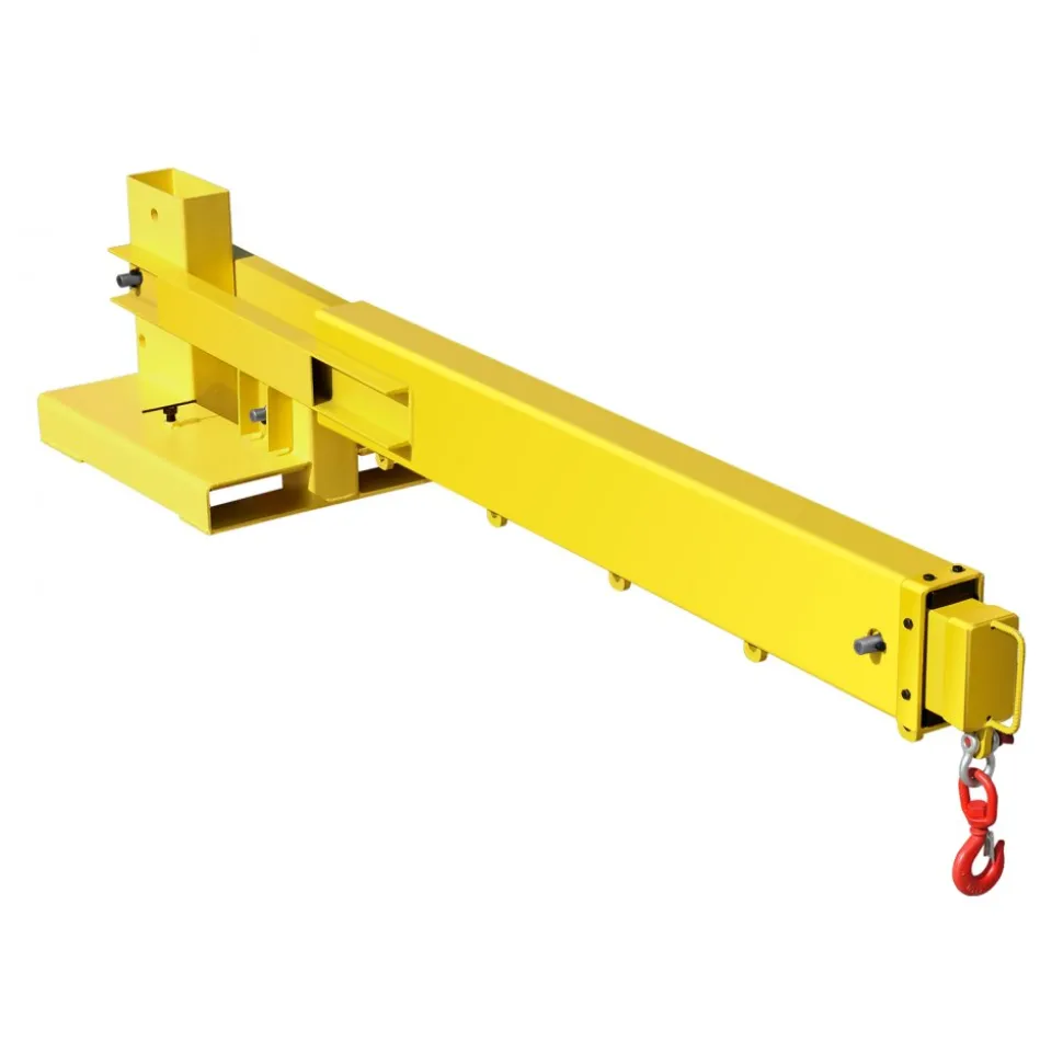 VEVOR Forklift Jib Boom Crane, 6000lbs Capacity, Manual Telescoping Boom Extends Up to 56.1 inches, Forklift Mobile Crane with 2 Hooks, Adjustable Forklift Crane Attachment for Warehouse, Factories
