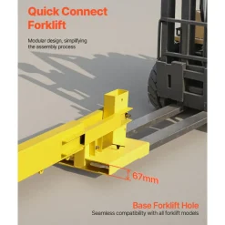 VEVOR Forklift Jib Boom Crane, 6000lbs Capacity, Manual Telescoping Boom Extends Up to 56.1 inches, Forklift Mobile Crane with 2 Hooks, Adjustable Forklift Crane Attachment for Warehouse, Factories