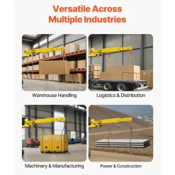 VEVOR Forklift Jib Boom Crane, 6000lbs Capacity, Manual Telescoping Boom Extends Up to 56.1 inches, Forklift Mobile Crane with 2 Hooks, Adjustable Forklift Crane Attachment for Warehouse, Factories