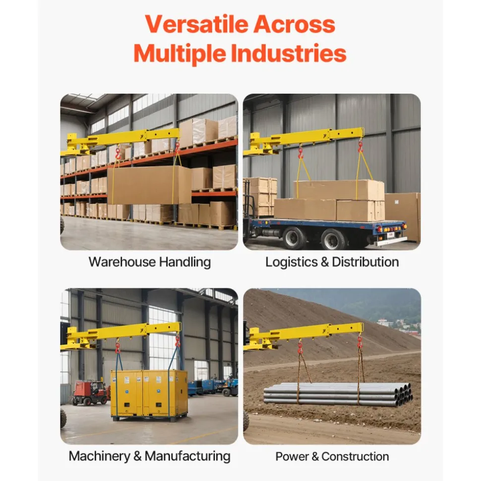 VEVOR Forklift Jib Boom Crane, 6000lbs Capacity, Manual Telescoping Boom Extends Up to 56.1 inches, Forklift Mobile Crane with 2 Hooks, Adjustable Forklift Crane Attachment for Warehouse, Factories