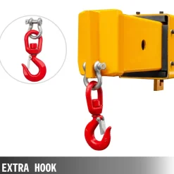 VEVOR Forklift Mobile Crane 6000lbs/3T Capacity, Forklift Crane Attachment 2 Hooks, Forklift Lifting Hoist with Truss Jib Boom, Forklift Extension, Forklift Boom Attachment Towing Handling Equipment