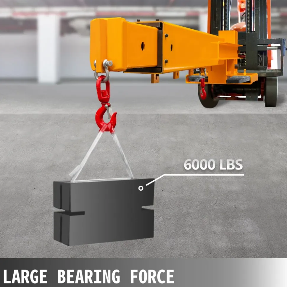 VEVOR Forklift Mobile Crane 6000lbs/3T Capacity, Forklift Crane Attachment 2 Hooks, Forklift Lifting Hoist with Truss Jib Boom, Forklift Extension, Forklift Boom Attachment Towing Handling Equipment