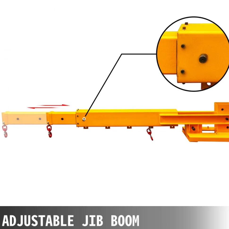 VEVOR Forklift Mobile Crane 6000lbs/3T Capacity, Forklift Crane Attachment 2 Hooks, Forklift Lifting Hoist with Truss Jib Boom, Forklift Extension, Forklift Boom Attachment Towing Handling Equipment