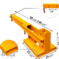 VEVOR Forklift Mobile Crane 6000lbs/3T Capacity, Forklift Crane Attachment 2 Hooks, Forklift Lifting Hoist with Truss Jib Boom, Forklift Extension, Forklift Boom Attachment Towing Handling Equipment