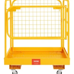 VEVOR Forklift Safety Cage, 1200 lbs Load Capacity, 36 x 36 inches Folding Forklift Work Platform with Lockable Swivel Wheels, Drain Hole & Device Chain, Holds 1 to 2 Adults, Perfect for Aerial Work