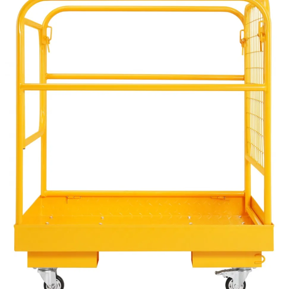 VEVOR Forklift Safety Cage, 1200 lbs Load Capacity, 36 x 36 inches Folding Forklift Work Platform with Lockable Swivel Wheels, Drain Hole & Device Chain, Holds 1 to 2 Adults, Perfect for Aerial Work