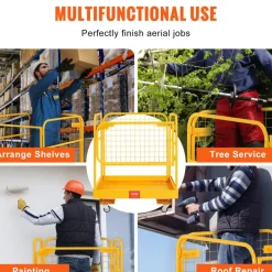 VEVOR Forklift Safety Cage, 1200 lbs Load Capacity, 36 x 36 inches Folding Forklift Work Platform with Lockable Swivel Wheels, Drain Hole & Device Chain, Holds 1 to 2 Adults, Perfect for Aerial Work