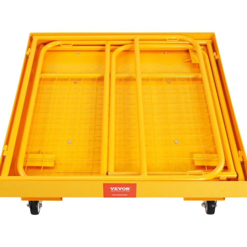VEVOR Forklift Safety Cage, 1200 lbs Load Capacity, 36 x 36 inches Folding Forklift Work Platform with Lockable Swivel Wheels, Drain Hole & Device Chain, Holds 1 to 2 Adults, Perfect for Aerial Work
