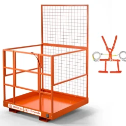 VEVOR Forklift Safety Cage, 48.2 x 45.2 Inch, Heavy Duty Forklift Man Basket, 1400 lbs Capacity Collapsible Work Platform Lift Basket with Safety Harness & Lock, for Most Aerial Jobs Lifting Loader