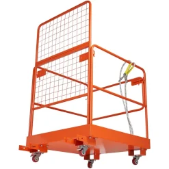 VEVOR Forklift Safety Cage, 36.2 x 41.1 Inch, Forklift Man Basket with 4 Wheels, 1200 lbs Capacity, Heavy Duty Work Platform Collapsible Lift Basket, Safety Harness, for Aerial Work Lifting Loader