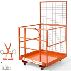 VEVOR Forklift Safety Cage, 36.6 x 36.6 Inch, Forklift Man Basket with 4 Wheels, 1200 lbs Capacity, Heavy Duty Work Platform, Collapsible Lift Basket Safety Set, for Most Aerial Jobs Lifting Loader