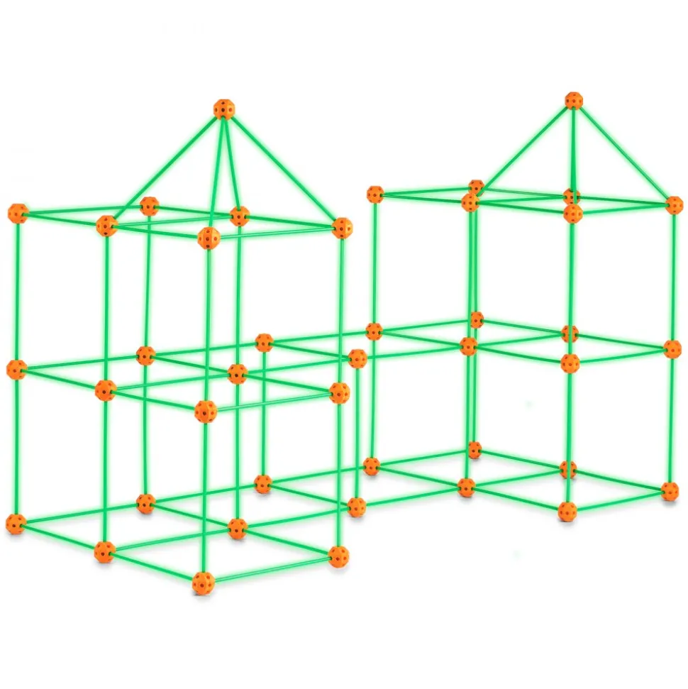 VEVOR Fort Building Kit for Kids, 140PCS Glow in The Dark STEM Building Toys, Educational Gift for 4 5 6 7 8+ Year Old Boys & Girls Indoor Outdoor Play Tent Construction Toys with 96 Rods and 44 Balls