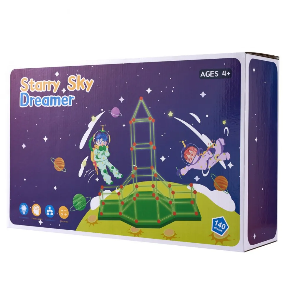 VEVOR Fort Building Kit for Kids, 140PCS Glow in The Dark STEM Building Toys, Educational Gift for 4 5 6 7 8+ Year Old Boys & Girls Indoor Outdoor Play Tent Construction Toys with 96 Rods and 44 Balls