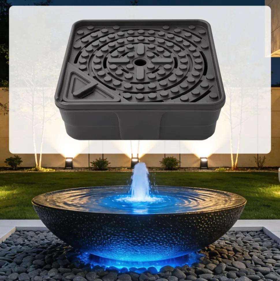 VEVOR Fountain and Water Feature Basin, 30-Inch Disappearing Water Fountain Basin for Landscape and Garden, Supports Up to 500 lbs, Heavy Duty Pond Reservoir for Bubbling Rock & Garden Statues, Black