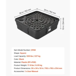 VEVOR Fountain and Water Feature Basin, 30-Inch Disappearing Water Fountain Basin for Landscape and Garden, Supports Up to 500 lbs, Heavy Duty Pond Reservoir for Bubbling Rock & Garden Statues, Black