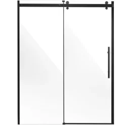 VEVOR Frameless Shower Door, 58-59 W x 75 H in, Shower Sliding Glass Door with 5/16 in(8mm) Clear SGCC Tempered Glass, Waterproof Shatterproof Stainproof with Stainless Steel Hardware, Matte Black