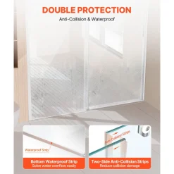VEVOR Frameless Shower Door, 58-59 W x 75 H in, Shower Sliding Glass Door with 5/16 in(8mm) Clear SGCC Tempered Glass, Waterproof Shatterproof NANO Stainproof with Stainless Steel Hardware, Chrome