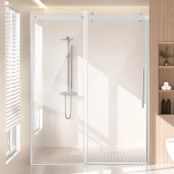 VEVOR Frameless Shower Door, 58-59 W x 75 H in, Shower Sliding Glass Door with 5/16 in(8mm) Clear SGCC Tempered Glass, Waterproof Shatterproof NANO Stainproof with Stainless Steel Hardware, Chrome