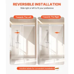 VEVOR Frameless Shower Door, 58-59 W x 75 H in, Shower Sliding Glass Door with 5/16 in(8mm) Clear SGCC Tempered Glass, Waterproof Shatterproof NANO Stainproof with Stainless Steel Hardware, Chrome
