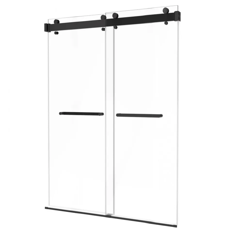 VEVOR Frameless Shower Door, 48" W x 76" H, Shower Sliding Glass Door with 3/8" (10 mm) Thick Clear Tempered Glass, Noiseless Shatterproof Nano Coating, with Rail, Seal Strip and Hardware Kit