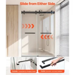 VEVOR Frameless Shower Door, 48