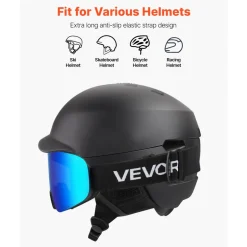 VEVOR Frameless Ski Goggles, Magnet Cylindrical Lens with Dark Blue Revo Coating, OTG Anti fog Snow Goggles for Men Women, TPU Frame & Ventilation Structure, Fit for Skiing, Skating, Snowboarding