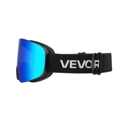 VEVOR Frameless Ski Goggles, Magnet Cylindrical Lens with Dark Blue Revo Coating, OTG Anti fog Snow Goggles for Men Women, TPU Frame & Ventilation Structure, Fit for Skiing, Skating, Snowboarding